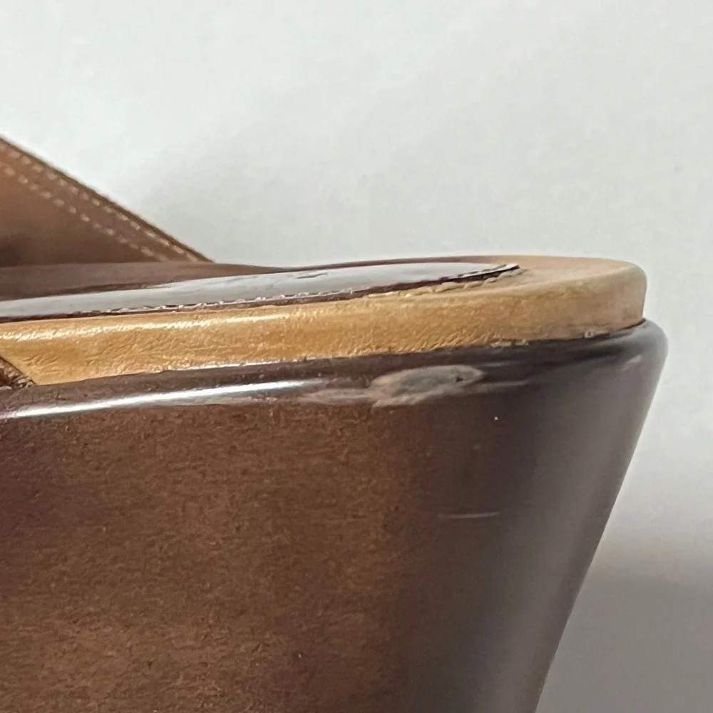Dansko Ava Criss Cross Straps Slide Wedge Dark Brown 40 9.5 Preppy Tailored Chic